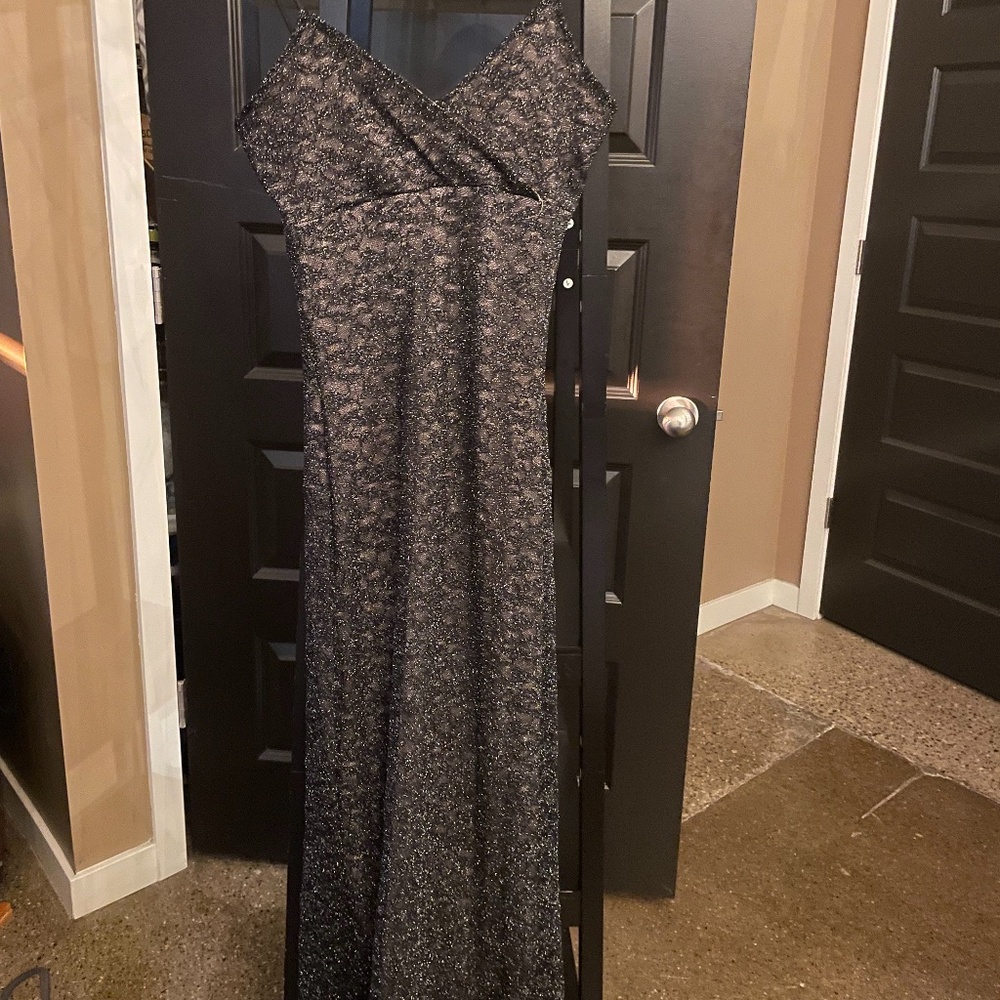 Formal Sparkly Black/Tan Gown